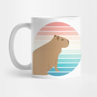 Capybara watching sunset, retro design Mug